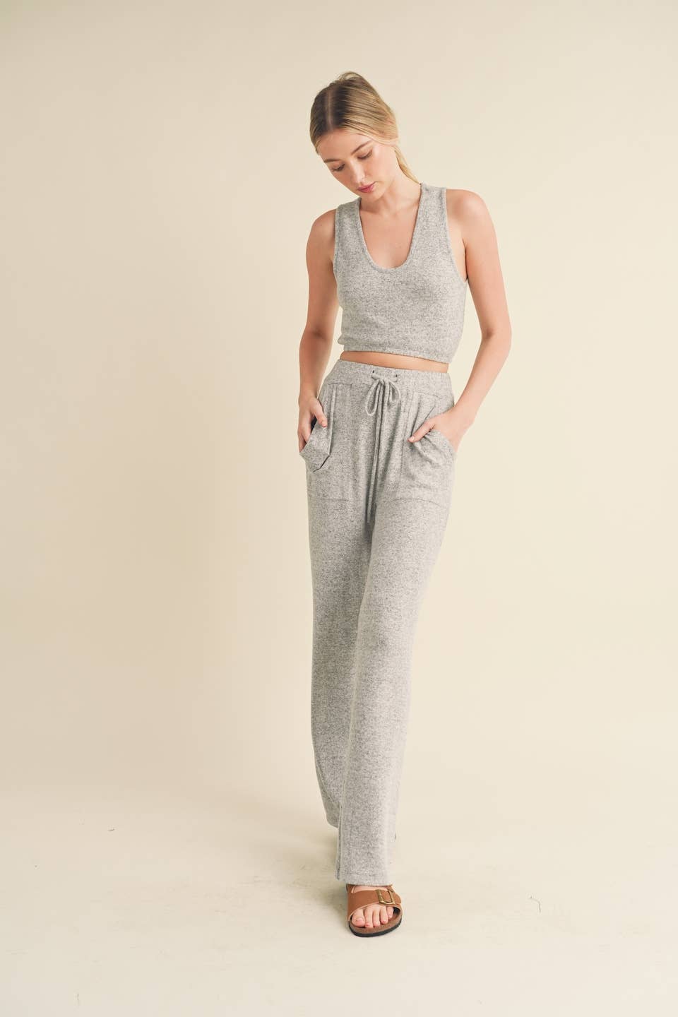 Soft Brushed Hacci Lounge Tank and Pants Set
