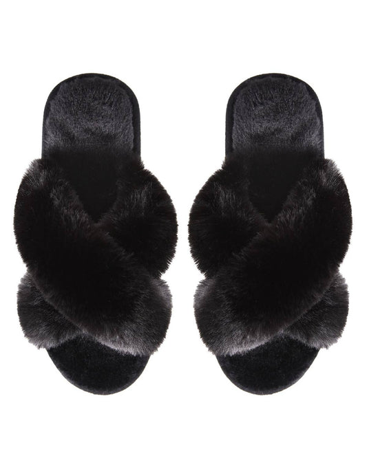 MeMoi Beverly Fur Open Toe Plush Slipper