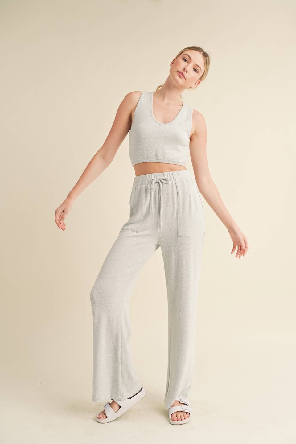 Soft Brushed Hacci Lounge Tank and Pants Set