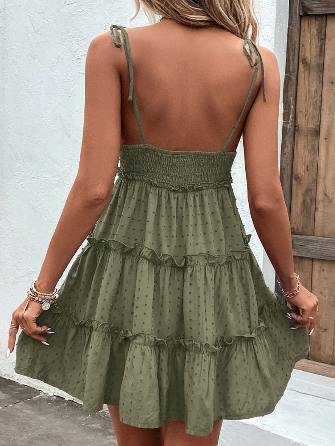 Frill Spaghetti Strap Tiered Dress - Multiple Colors